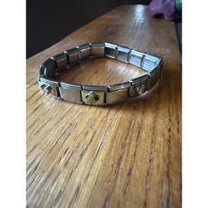 Disney Italian Charm Bracelet Stainless Steel Cinderella Mickey Mouse Rhinestone